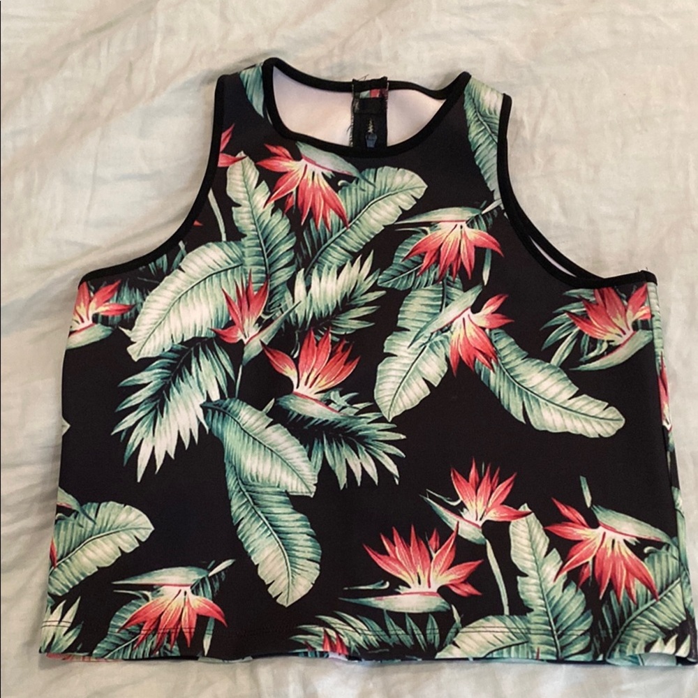 Tropical Floral Neoprene Crop Top